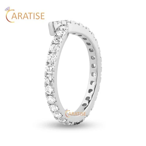 1.23 TDW Round Cut Diamond Eternity Band Ring 925 Silver