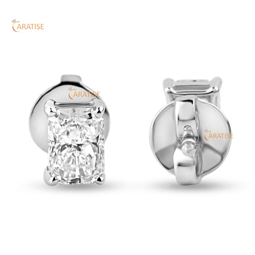 0.76 TDW Radiant Cut Diamond Earring 925 Silver