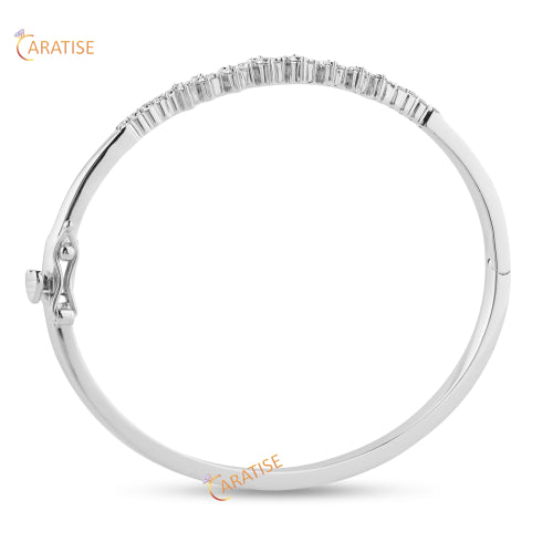 0.839 TDW Round Cut Diamond Bangle Bracelet 925 Silver