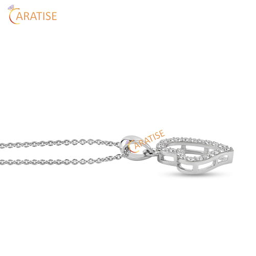 0.21 TDW Round Cut Heart Pendant With Chain 925 Silver