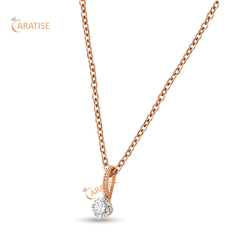 0.33 TDW Round Cut Diamond Custom Pendant With Chain 925 Silver