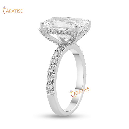 3.90 TDW Radiant & Round Cut Diamond Ring 925 Silver