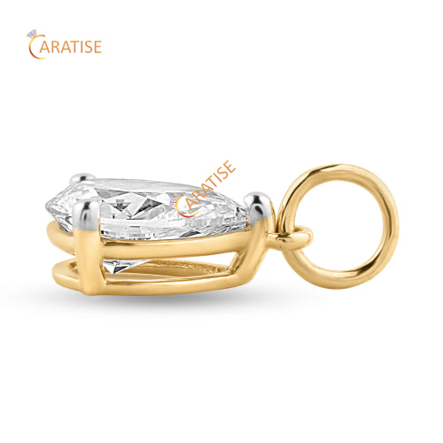 1.08 TDW Pear Cut Solitaire Diamond Pendant 925 Silver