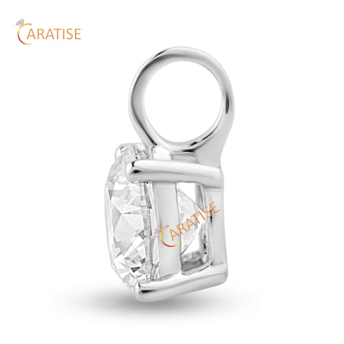 1.00 TDW Round Cut Diamond Solitaire Pendant 925 Silver