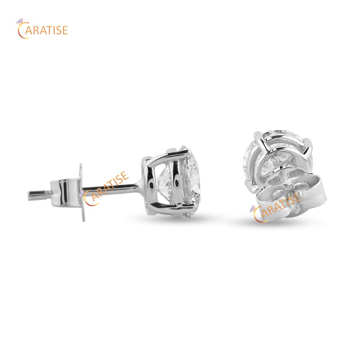 0.97 TDW  Round Cut Moissanite Diamond Stud 925 Silver