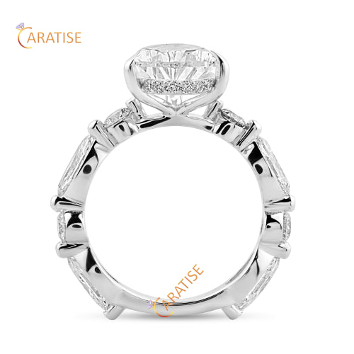 4.20 TDW Pear, Marquise & Round Cut Diamond Engagement Ring 925 Silver