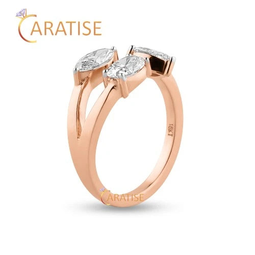 1.34 TDW Oval, Marquise & Pear Cut Diamond Three Stone 925 Silver