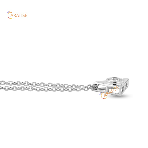 0.30 TDW Round Cut Diamond Solitaire Pendant With Chain 925 Silver