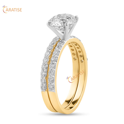 2.06 TDW Round Cut Diamond Ring wit Band 925 Silver