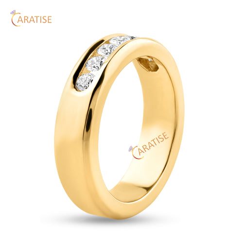 0.71 TDW Round Cut Moissanite Diamond Band Ring 925 Silver