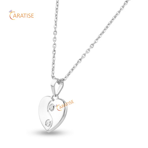 0.10 TDW Round Brilliant Cut Heart Diamond Pendant 925 Silver