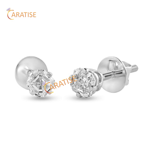 0.75 TDW Asscher Cut Diamond Stud Earring 925 Silver