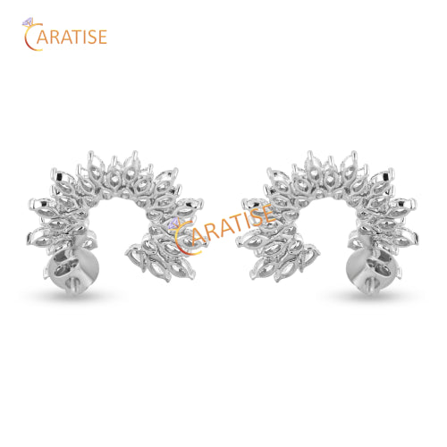 5.66 TDW Pear & Marquise Cut Diamond Earring 925 Silver