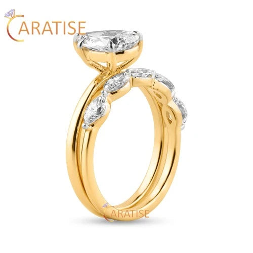 1.87 TDW Pear & Marquise Cut Diamond Ring 925 Silver