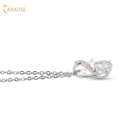 0.536 TDW Round Cut Diamond Custom Pendant 925 Silver
