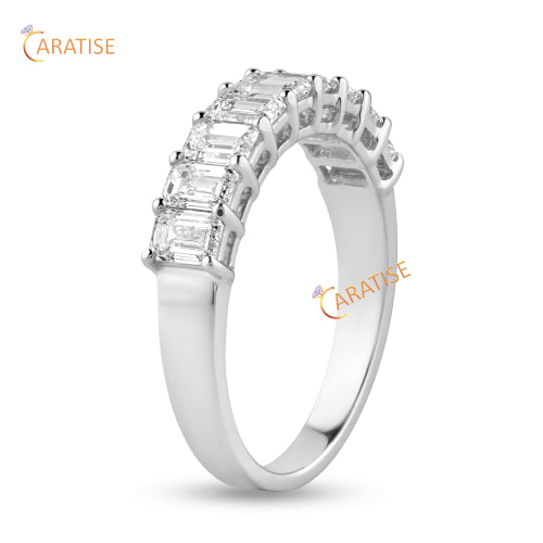 1.31 TDW Emerald Cut Diamond Ring 925 Silver