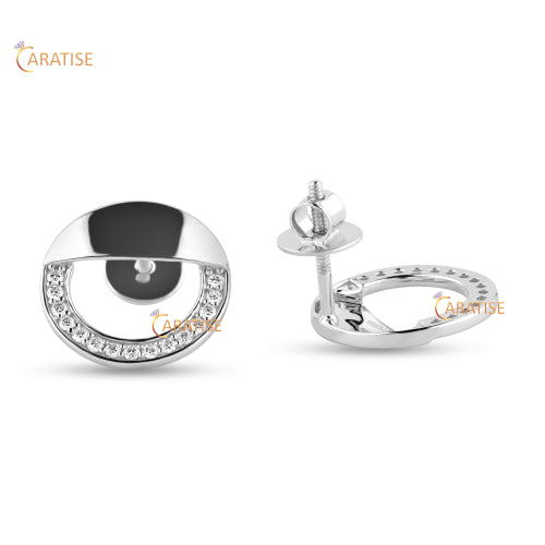 0.30 TDW Round Cut Diamond Earring 925 Silver