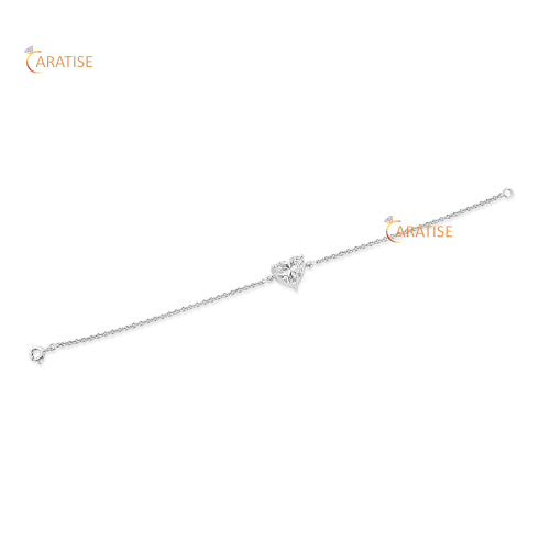 3.09 CT Heart Cut Diamond Slider Bracelet 925 Silver