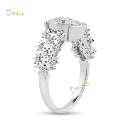 1.14 TDW Round Cut Moissanite Diamond Engagement Ring 925 Silver