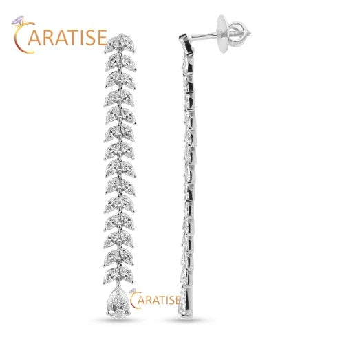 4.33 TDW Marquise & Pear Cut Diamond Earring 925 Silver