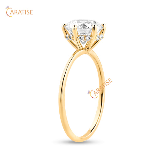 1.36 TDW Round Cut Diamond Solitaire Ring 925 Silver