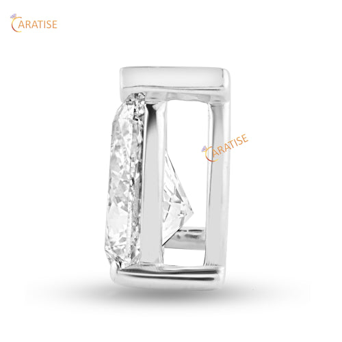1.06 TDW Pear Diamond Solitaire Pendant 925 Silver