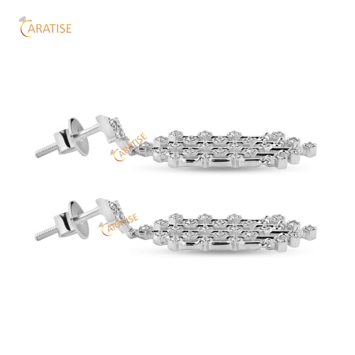 0.47 TDW Round Cut Diamond Drop & Dangle Earring 925 Silver