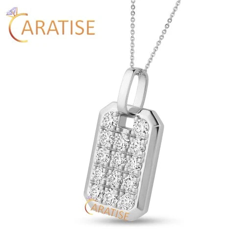 4.20 TDW Round Brilliant Cut Diamond Custom Pendant With Chain 925 Silver