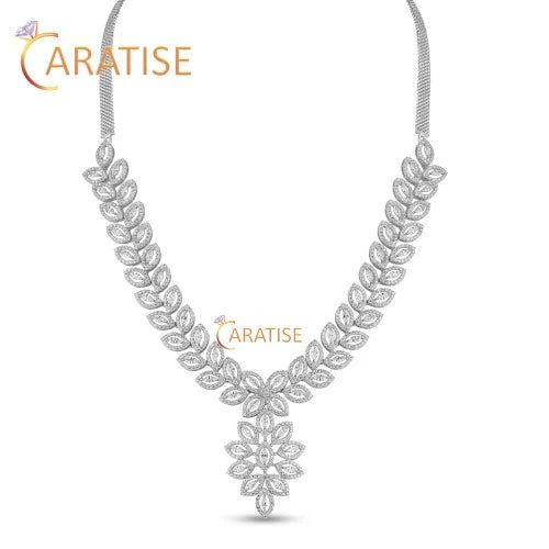 16.936 TDW Marquise & Round Cut Diamond Necklace 925 Silver