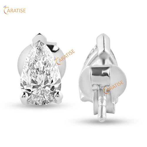 0.90 TDW Pear Cut Moissanite Earring 925 Silver