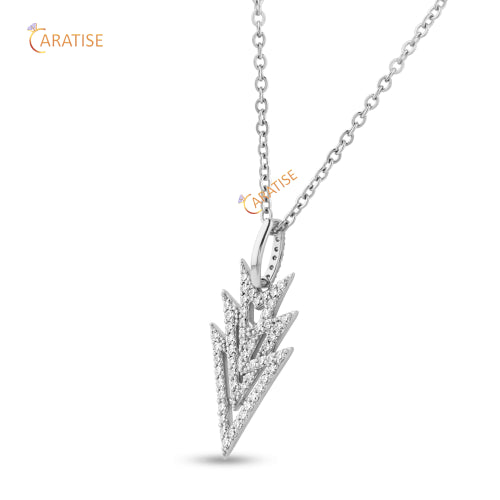 0.42 TDW Round Cut Diamond Custom Pendant With Chain 925 Silver