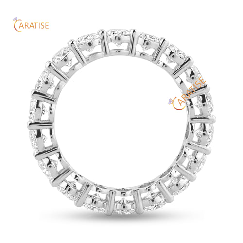 3.60 TDW Oval Cut Diamond Eternity Band 925 Silver
