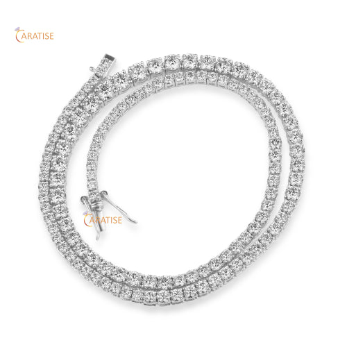 21.50 TDW Round Cut Diamond Necklace 925 Silver