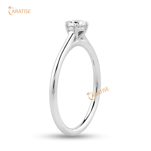 0.56 TDW Round Cut Diamond Solitaire Ring 925 Silver