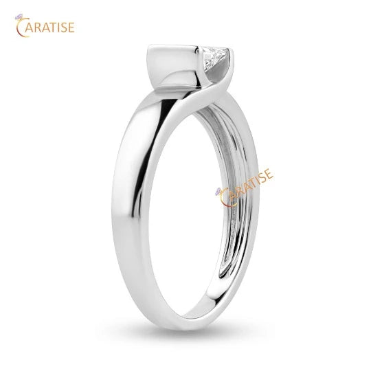 0.50 TDW Princess Diamond Ring Solitaire 925 Silver