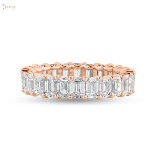 4.40 TDW Emerald Cut Diamond Eternity Ring 925 Silver