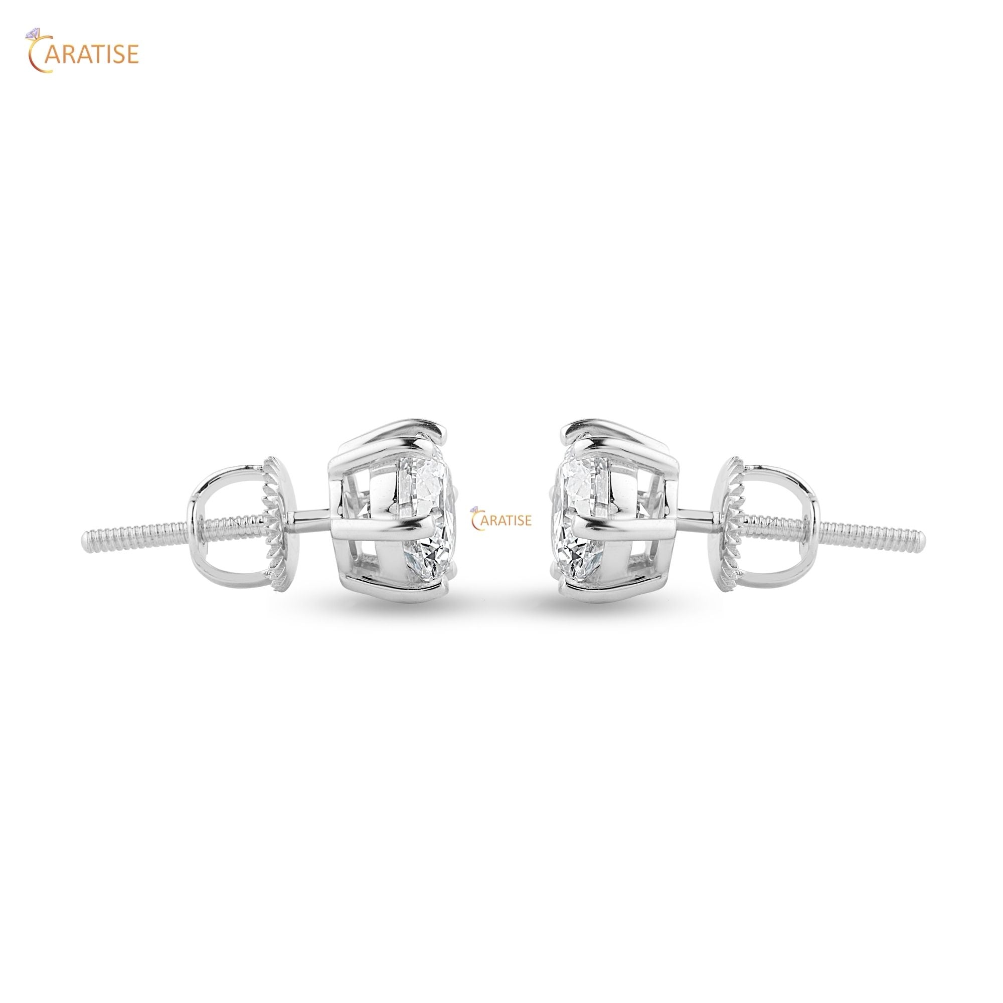 1.04 TDW Round Diamond Women's Stud Earring 925 Silver