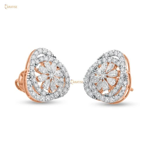 3.06 TDW Pear, Round Cut Diamond Pendant & Earring 925 Silver