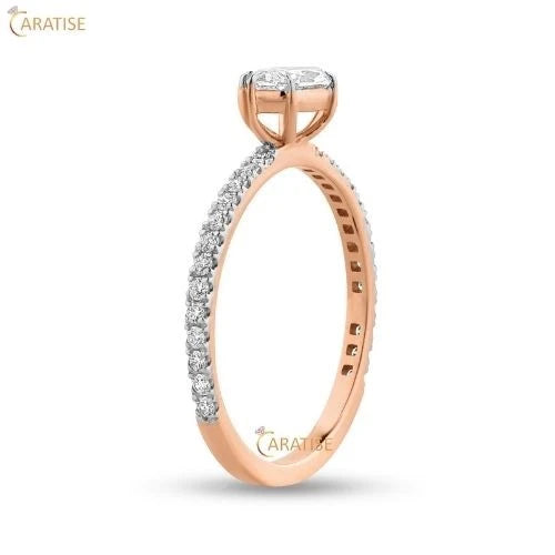 0.72 TDW Marquise & Round Cut Diamond Engagement Ring 925 Silver