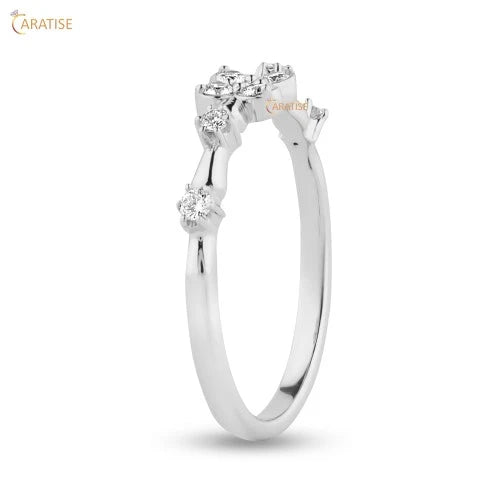 0.183 TDW Round Cut Moissanite Diamond Engagement Ring 925 Silver