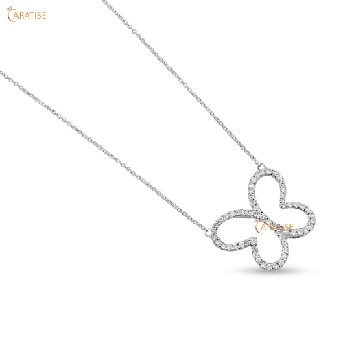 0.801 TDW Round Cut Diamond Custom Pendant With Chain 925 Silver