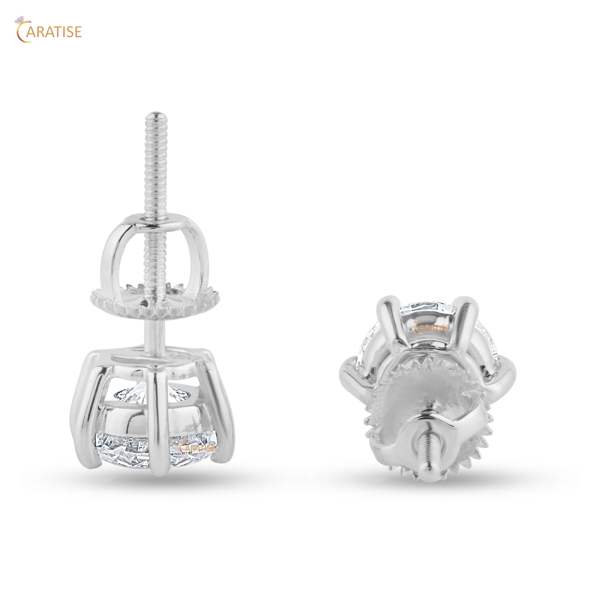 1.04 TDW Round Diamond Women's Stud Earring 925 Silver