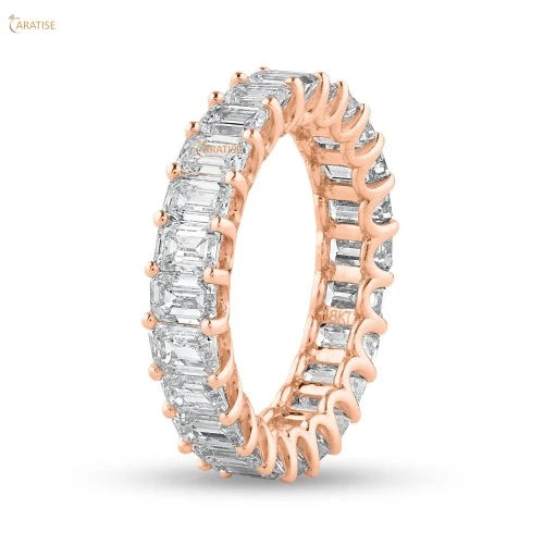 4.40 TDW Emerald Cut Diamond Eternity Ring 925 Silver