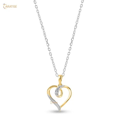 0.03 TDW Round Diamond Heart Pendant 925 Silver