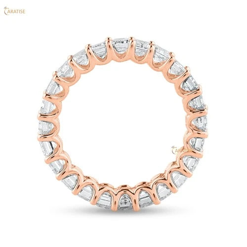 4.40 TDW Emerald Cut Diamond Eternity Ring 925 Silver