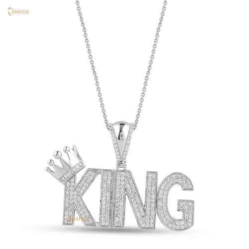 1.919 TDW Round Cut Diamond Pendant Custom Pendant925 Silver