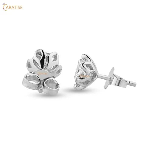 0.88 TDW Round Cut Diamond Stud Earring 925 Silver