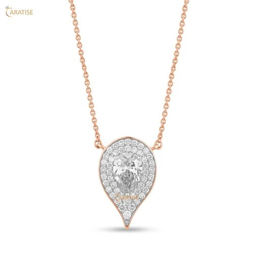 3.384 TDW Round & Pear Cut Diamond Custom Pendant 925 Silver