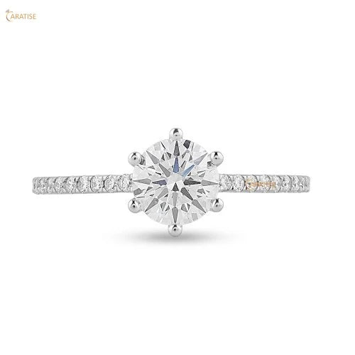 1.17 TDW Round Cut Diamond Engagement Ring 925 Silver