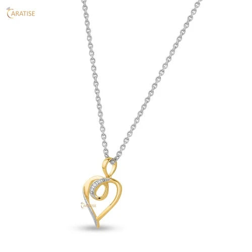 0.03 TDW Round Diamond Heart Pendant 925 Silver